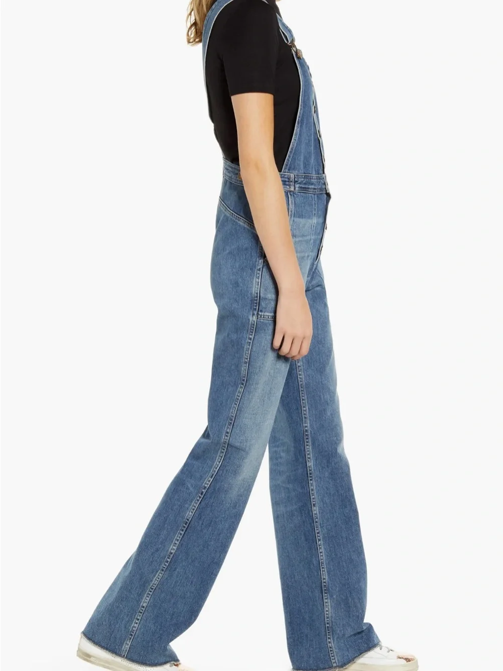 Anthro Citizens Of Humanity Faye Overalls Comeback Wash Button-Front Wide Leg
